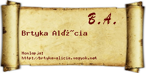 Brtyka Alícia névjegykártya